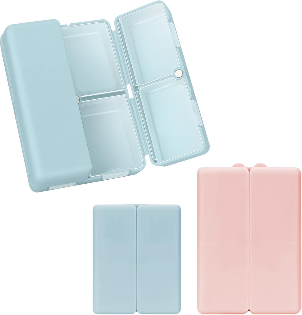 FYY 2 PC-uri Daily Pill Organizator, 7 Compartimente Portable Pilula Caz Travel Pill Organizator, [Folding Design] Pilula cutie pentru Purse Pocket pentru a deține vitamine, Cod Ulei de ficat, Suplimente și medicamente-Navy+ Roz