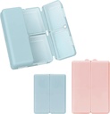FYY 2 PC-uri Daily Pill Organizator, 7 Compartimente Portable Pilula Caz Travel Pill Organizator, [Folding Design] Pilula cutie pentru Purse Pocket pentru a deține vitamine, Cod Ulei de ficat, Suplimente și medicamente-Navy+ Roz
