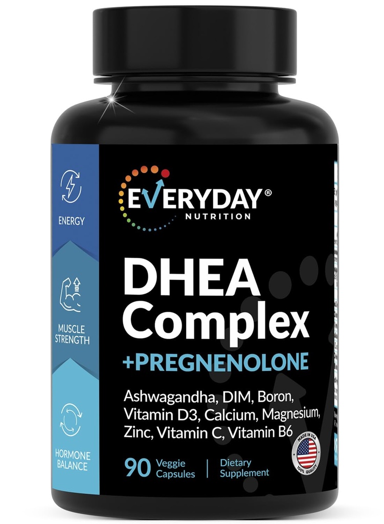 DHEA Micronited 200mg Complex cu Gragmenolon 100mg Supliment pentru bărbaţi şi femei cu Ashwagandha, DIM, Magneziu, Bor, Calciu, Zinc, Vitamina D3, C şi B6 Hormone Suport - Made in USA 90 Capsule