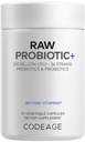 Codaj Probiotic brut+ Supliment - 34 Tulpini probiotice, 100 miliarde CFU, Probiotice alimentare integrale brute, Enzime digestive, Prebiotice cu fructe crude și legume - Cultura Kefir sălbatic - non-GMO - 30 capsule