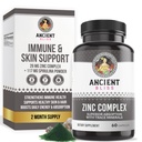 Capsule Complexe de zinc cu absorbţie îmbunătăţită, supliment antioxidant şi suport imun, supliment de zinc pentru bărbaţi şi femei de Bliss antic (60 capsule)