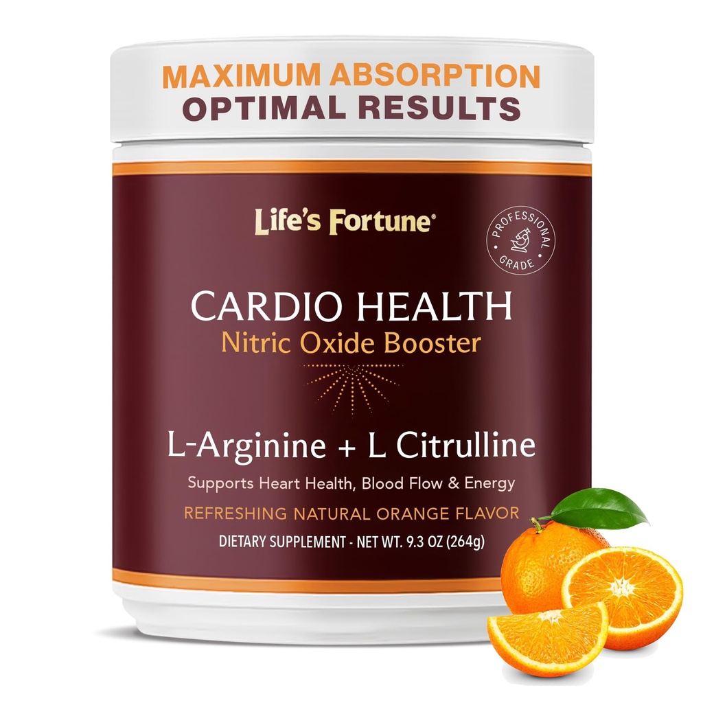 Fortune de viață 5000mg L- Arginine Supliment pulbere & 1000mg L-Citrulline, Potență mare Nitric Oxid de sanatate Booster, Rezistență, Performanță antrenament, Aroma de portocale naturale (20 serviri)