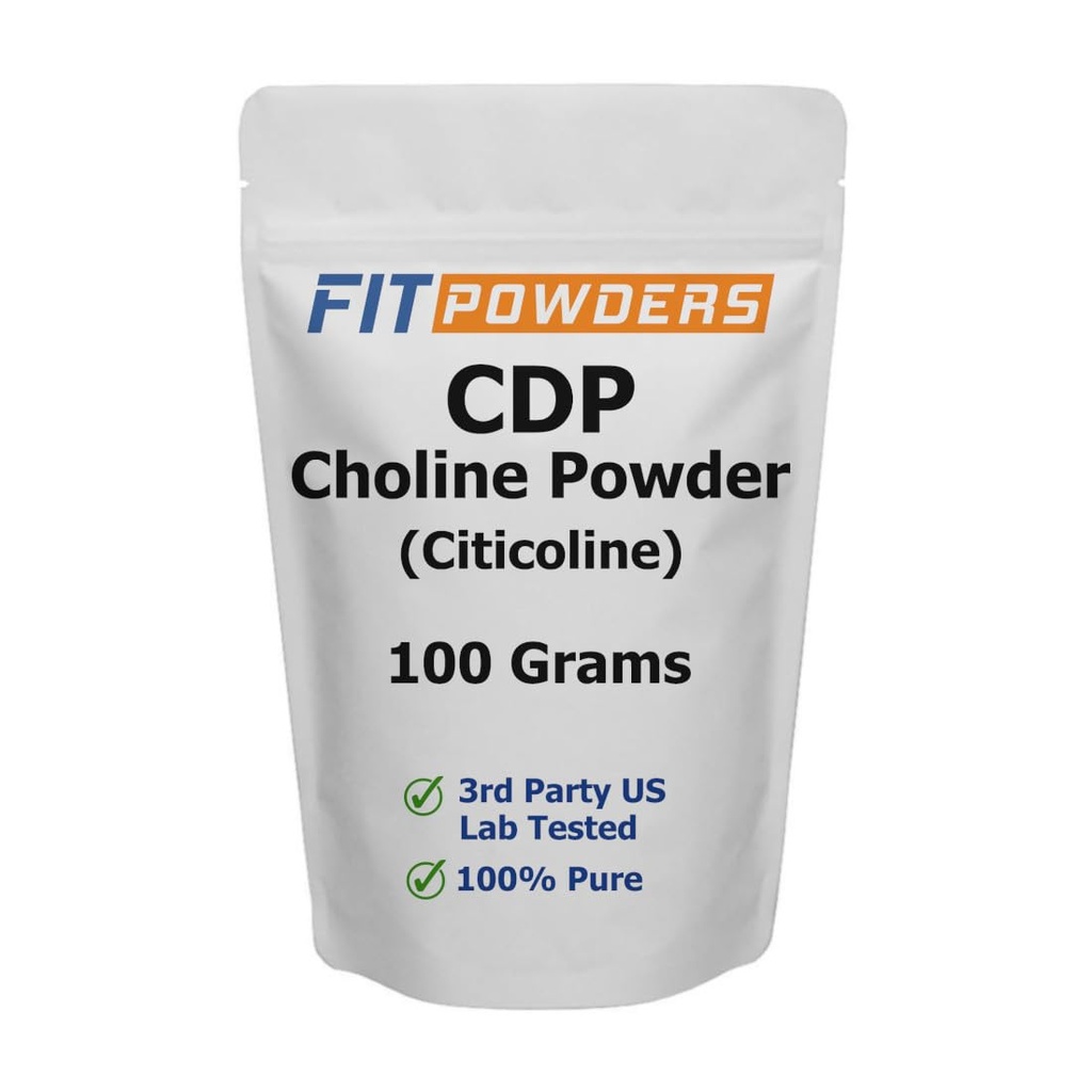 Pulbere de citicalină, pulbere de colină CDP Pură cu scoop, non-GMO, Supliment cognitiv pentru memorie și învățare (100 grame)