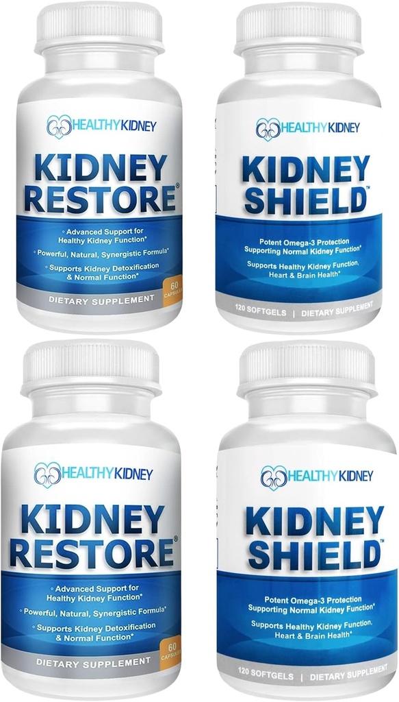 Rinichi Restaurare & Rinichi Scut 4-Pack Bundle pastile - Natural Rinichi Supplement pentru renal Curățare Detoxifiere & Reparație - Complete Renal & Rinichi Health Supplement to Support renal function