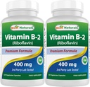 Cel mai bun Naturals Vitamina B2 (Riboflavină) 400mg - Migrene Relief - Capsule vegetale - Conezyme Precursor - 120 Conte (120 Conte (Pachet de 2))