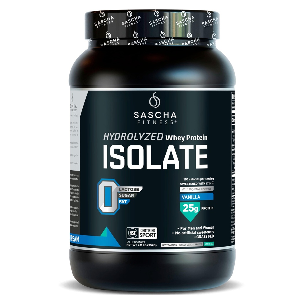 SASCHA FITNESS Hidrolized Whey Proteine Izolate,100% Grass-Fed (2 Lire, Vanilie)