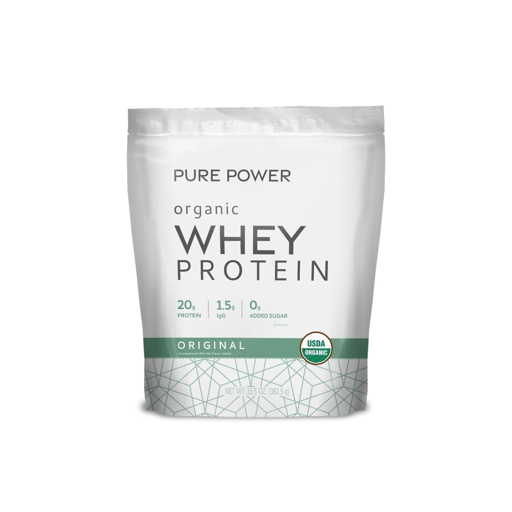 Dr. Mercola Pure Power Organic Whey Proteina - 20 g Proteina - Sustine cresterea musculara si energie - Grass-Fed Whey concentrat - 15 Servings (20.60 oz) - Original