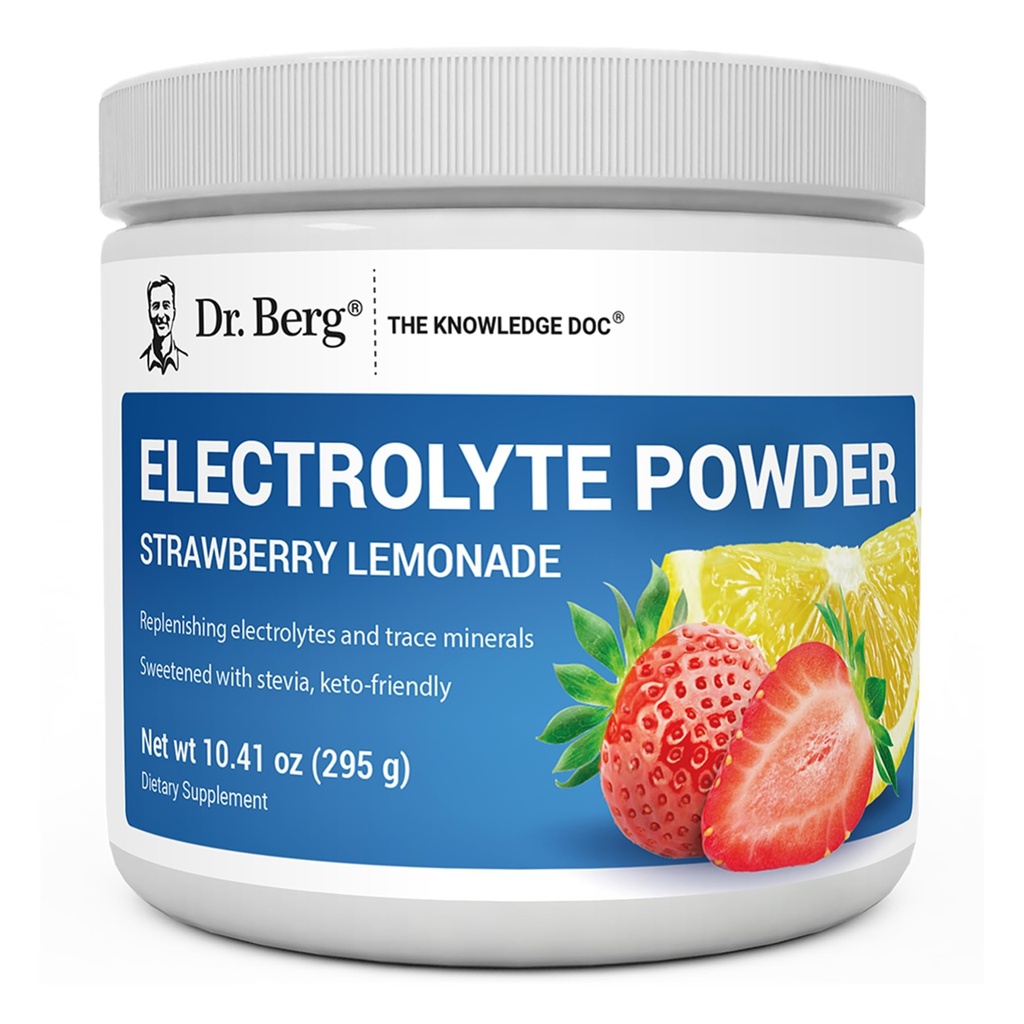 Dr. Berg Zero hidratare zahăr Keto Electrolit pulbere - îmbunătăţit w/ 1000 mg de potasiu şi sare roz Himalayană (NOT masă sare) - supliment de suc de lămâie de căpşuni - 50 Serviri