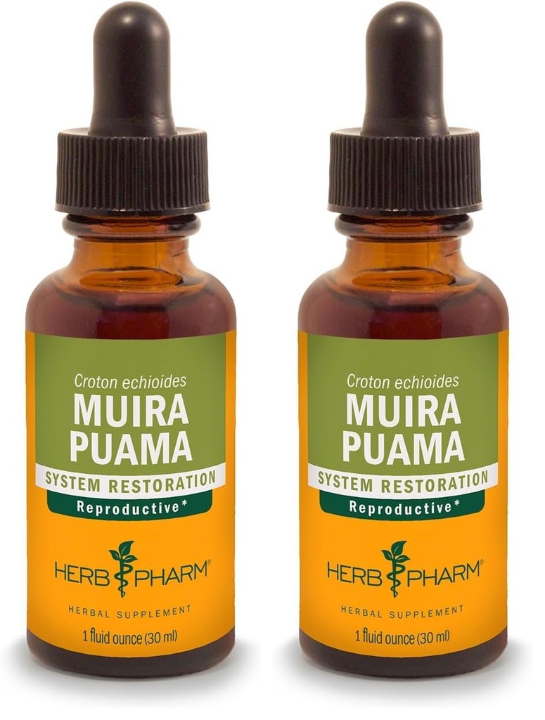 Herb Pharm Muira Puama Extract pentru suportul sistemului de reproducere - 1 Ounce (Pachet de 2)