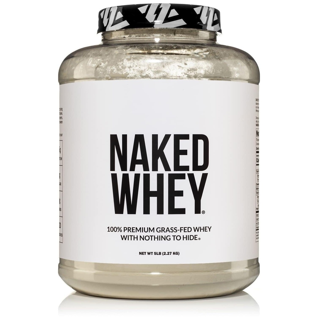 Naked WHEY 5LB 100% Iarba Fed Pudra de proteine Whey nearomat - Doar 1 Ingredient, nedenaturat - Fără OMG, soia sau gluten - Nu conservanți - Promovarea creșterii musculare și de recuperare - 76 Serviri