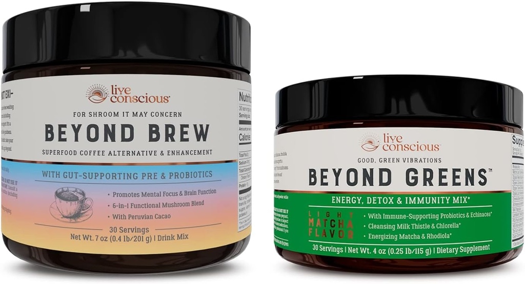 Conștient de viață dincolo de verzi și dincolo de Brew Greens pulbere delicious pentru balonare + ciuperci Superfood cafea alternativa Cafeina gratuit