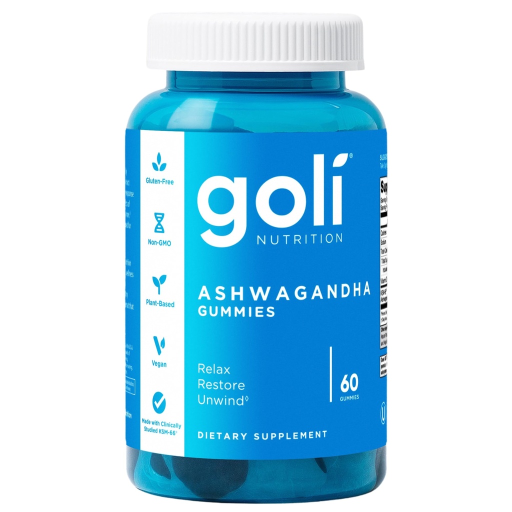 Goli Ashwagandha & Vitamin D Gummy - 60 Conte - mixt Berry, KSM-66, Vegan, Plant based, Non-GMO, Gluten-Free & Gelatină Relax gratuit. Restaurare. Desfășurare, ambalaj cu 1