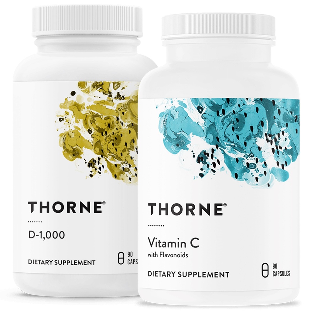 THORNE - Immune Support Combo - Vitamina D3 & Vitamina C Amestec pentru functia imunitara sanatoasa - 30 - 90 Serviri