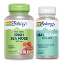 SOLARAY Irish Sea Moss și Total Cleanse Acid Uric - Wellness and Joint Health Bundle w/Natural Occurry Vitamine, Minerale, Bacterii Live, Plus Tart Cherry, Turmeric și semințe de telina, 100/60ct