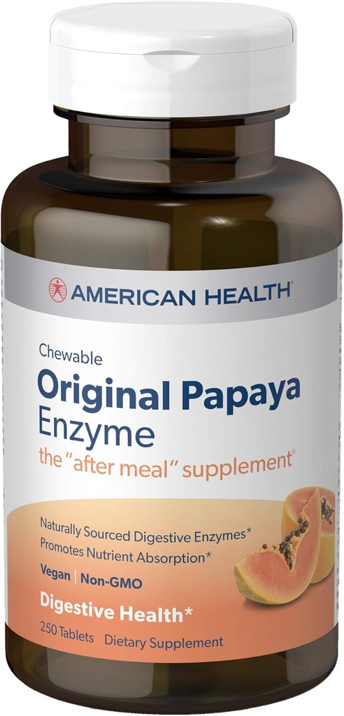 American Health Products - Original Papaya Enzyme, 250 comprimate masticabile