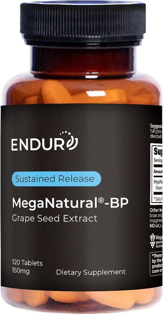 MegaNatural BP, Grape Seed Extract Supplements with Sustained-release California Grape Seed Extract Herbal Supplements for Optimized Absorption & Supports Energy, 150 mg, 120 Tablets