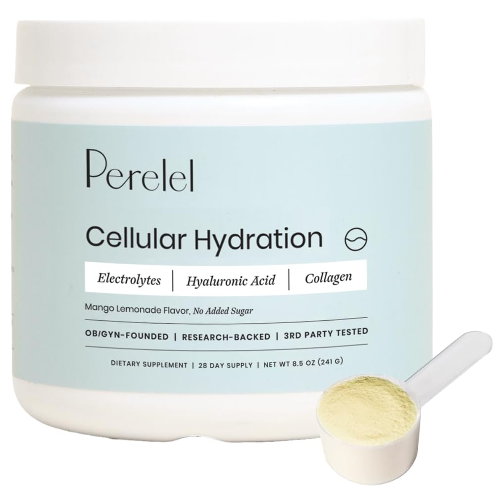 Perelel Hydration Powder, Electrolit Supplement cu Colagen & Acid hialuronic, Mango Lemonade Flavor, Soy & Gluten Free, Non GMO, No Added Sugar, 28 Servings