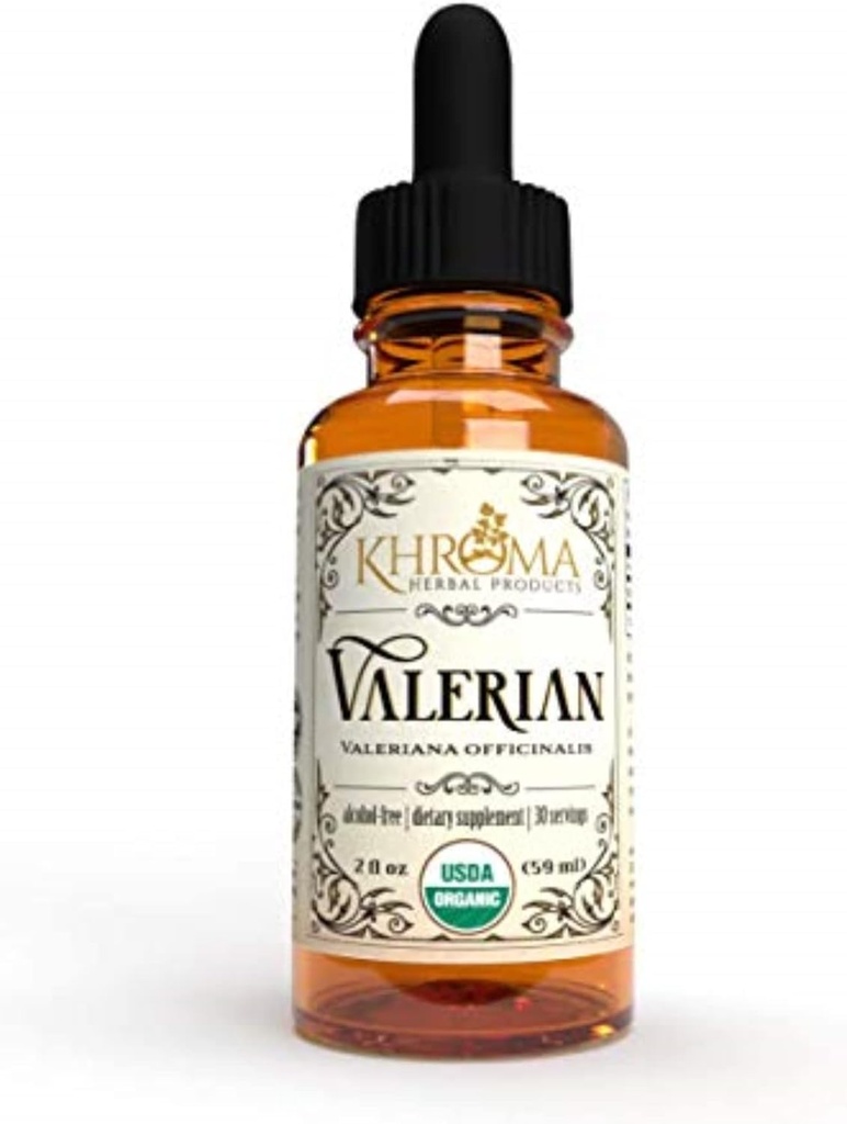 Hhroma Herbal Products Organic Valerian Root - 2 oz lichid într-o sticlă de sticlă - 30 maxim de putere Serviri