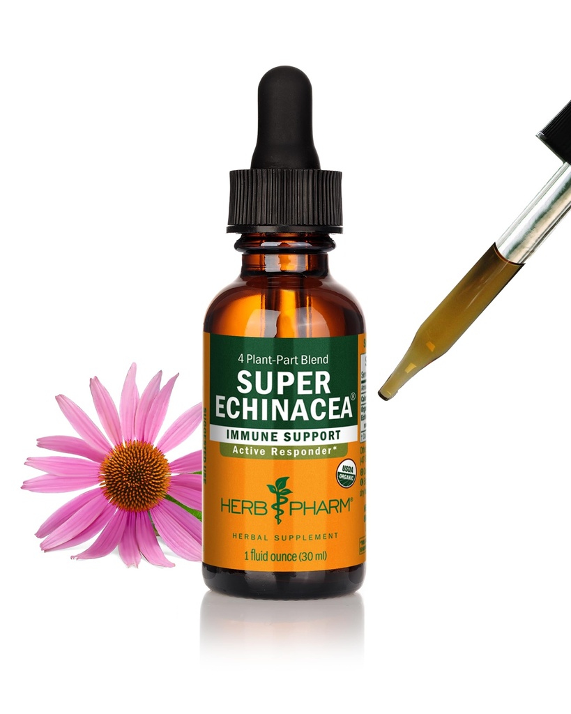 Herb Pharm Certified Organic Super Echinacea Extract lichid pentru suport activ al sistemului imunitar - 1 Once (DSUPER01)