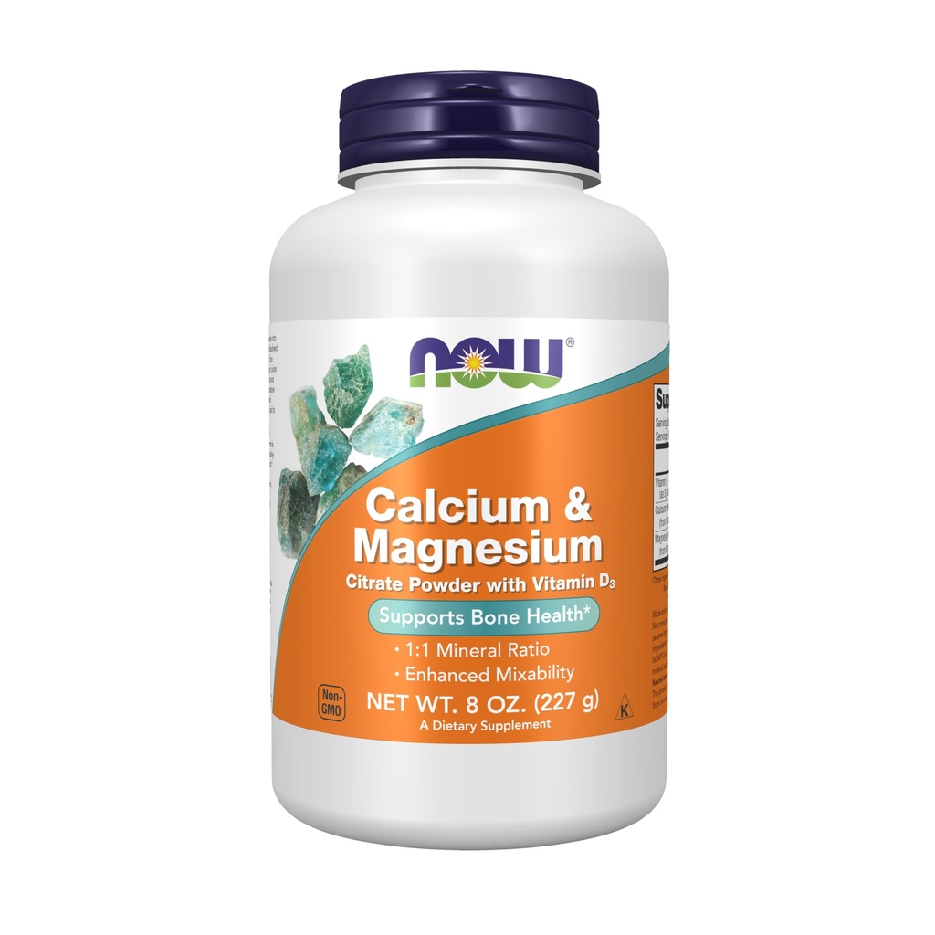 ACUM Alimente Suplimente, Calciu & Magneziu Citrat pulbere cu vitamina D3, susține sănătatea osoasă*, 8-Ounce