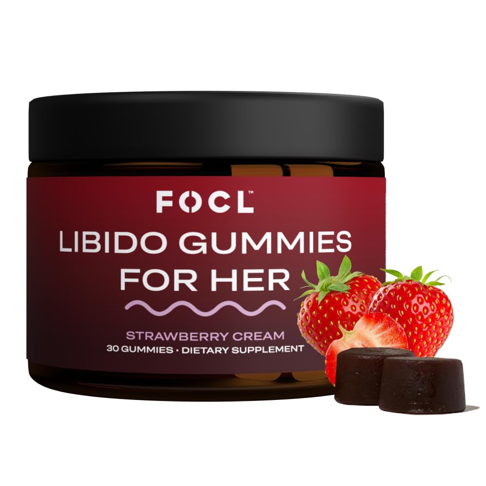 FOCL Femeie Libido Booster pentru femei - Boost Desire, Arousal, Energie, Ajuta la promovarea echilibrului hormonal - buruienilor de capră excitat, Schinduf & Ceai verde (30 Gummies Strawberry Cream)