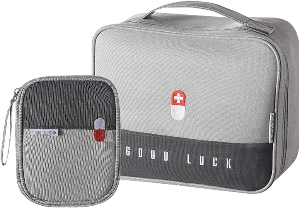 Pungi de prim ajutor gol de călătorie Provizii medicale Izolat Medicină sac convenabil de siguranță Kit costum pentru familie exterioara Camping masina birou de lucru, Grey