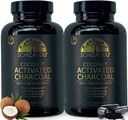 Capsule de nucă de cocos activate Charcoal- Sprijină sănătate - Vegan, organic, non-OMG, fără aditivi - X-Large flacon 210 Număr - ambalaj de 2