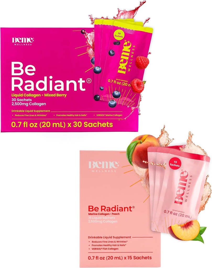 BeMe Beradiant Peach & Berry Bundle - Suplimente de băutură Colagen lichid