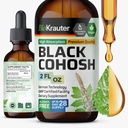 BIO KRAUTER Black Cohosh Root Tincture - Vegan Black Cohosh Suplimente Femei Suport - Alcool și zahăr gratuit - 2 Fl.Oz.