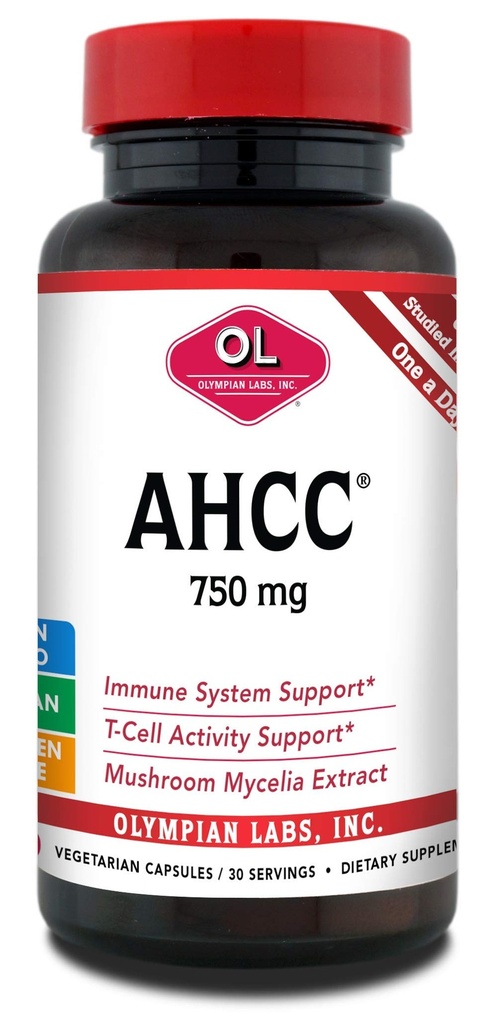Olympian Labs Premium AHCC Supliment 750mg de AHCC per capsulă 