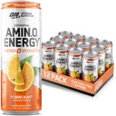 Optimum Nutrition Amino Energy Sparkling Hydration Drink, Electroliti, Cafeina, Amino Acids, BCAAs, Sugar Free, Orange Blast, 12 Fl Oz, 12 Pack (Packing May Vary)