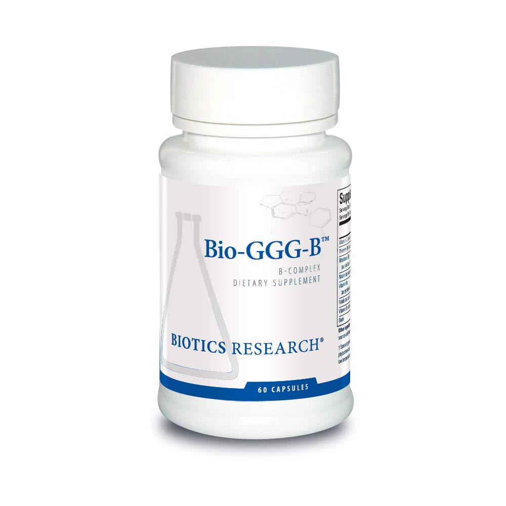 Biotics Research Bio GGG B, B Complex, Biochimic activat forme de vitamine B, Tiamin, Riboflavin, Niacin, B6, B12, Folate Produce Energy, Optimize pozitiv Mood,Cvasvascular Health 60 Capsule