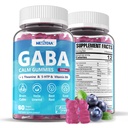 GABA Gummies 500 mg - Gume de zahăr fără calm cu L Theanine, 5-HTP, vitamine D3, B12, Ashwagandha, Melatonina-Free pentru calmul cerebral, Mood, Zzz Better, GABA Supliment pentru adulți, aroma de afine, 1Pack