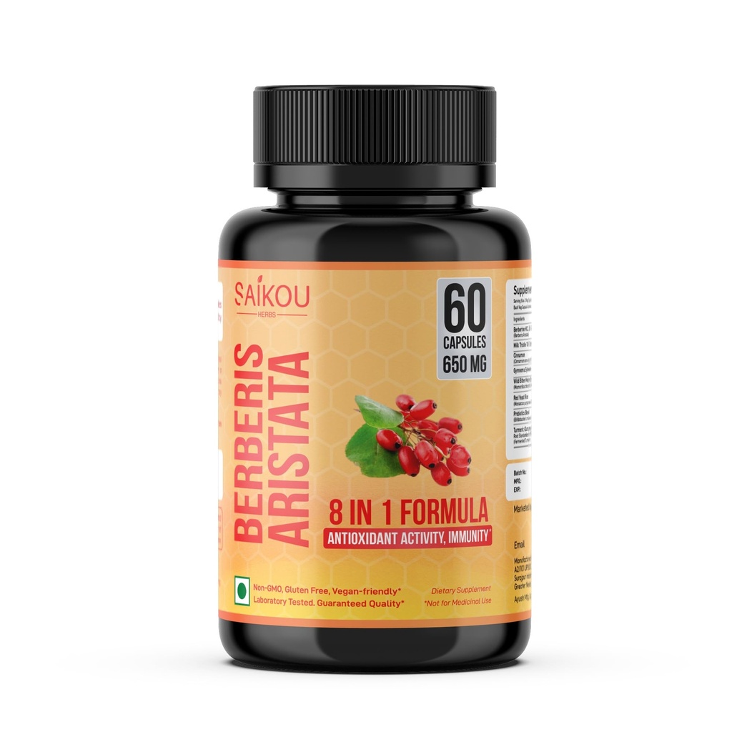 Extract de Berberine HCL 1300mg cu muls de lapte, scorțișoară Ceylon, gimnema Sylvestre & Turmeric - 60 capsule