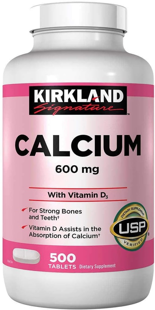 Kirkland Signature Calciu 600 mg. cu vitamina D3, 500 comprimate (2 cutii)