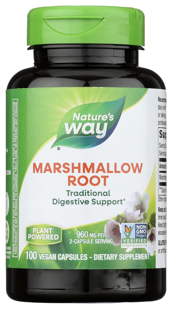 Nature's Way Marshmallow Root - Marshmallow Root Supplement for traditional Digestive Soothing* - Gluten-Free, Dairy-Free & Vegan - Easy-Swallow Capsule - 100 capsule (Packing May Vary)