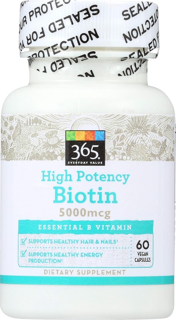 365 by Whole Foods Market, High Potence Biotin 5000mcg, 60 t