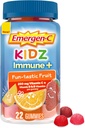 Emergen-C Kidz Immune+ Supplements Immune Dietary Supplements, Gumies aromated with Vitamina C, B Vitamine și vitamina D for Immune Support, Fun-Tastic Fruit Flavored Gumies - 22 Count