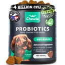 Probiotice pentru câini Gut Sanatate, Digestie, Imunitate, Echilibru Drojdie, Piele Mâncărime, Alergii Suport - Chews Probiotice câine cu enzime digestive pentru Flora Gut- Tratamente moi cu dovleac si pudră de Drojdie