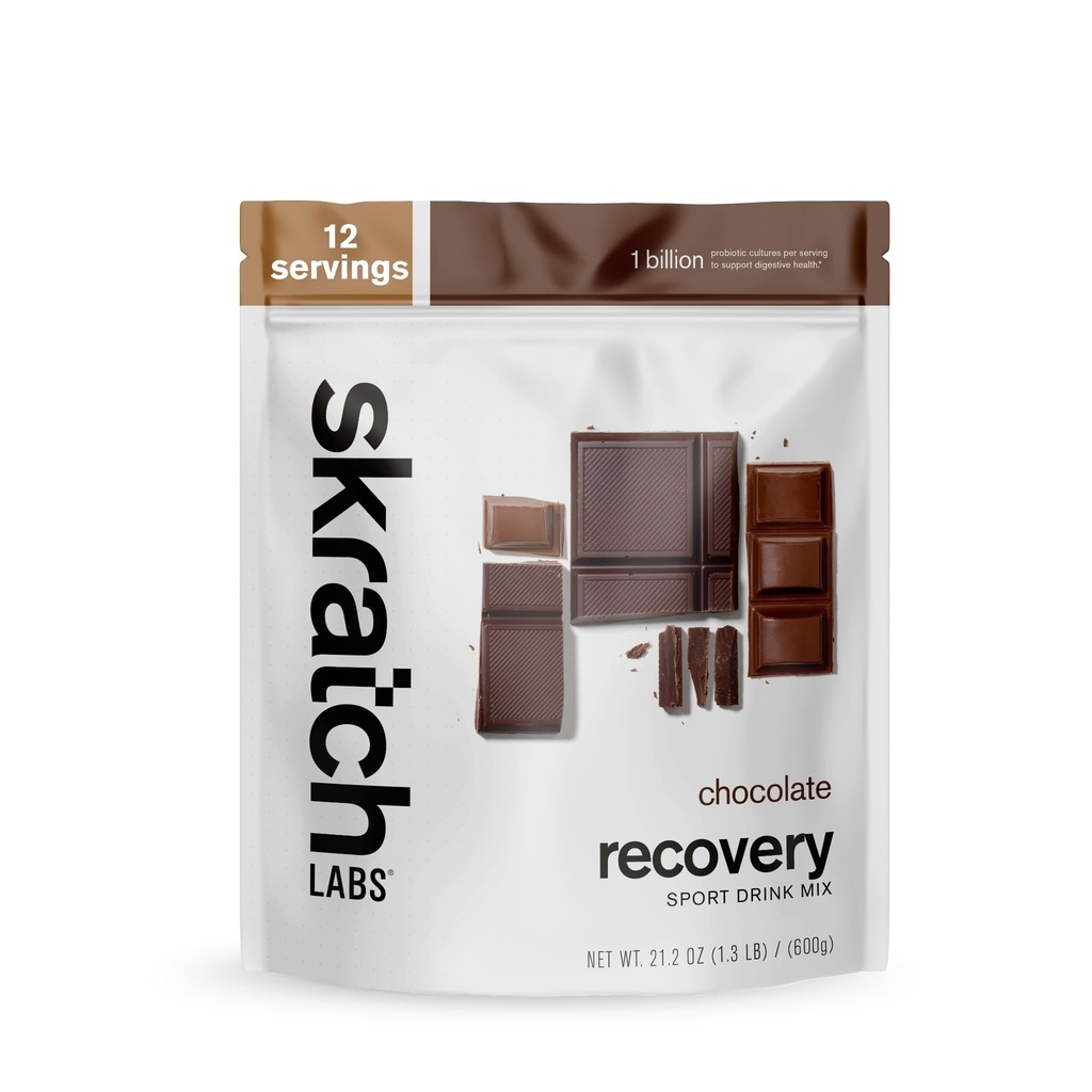 Skratch Labs Post Workout Recovery Drink Mix cu ciocolată, (21.2 oz, 12 serviri) cu proteine complete de lapte de Casein, Whey, Probiotice, Gluten Free, Kosher, Vegetarian