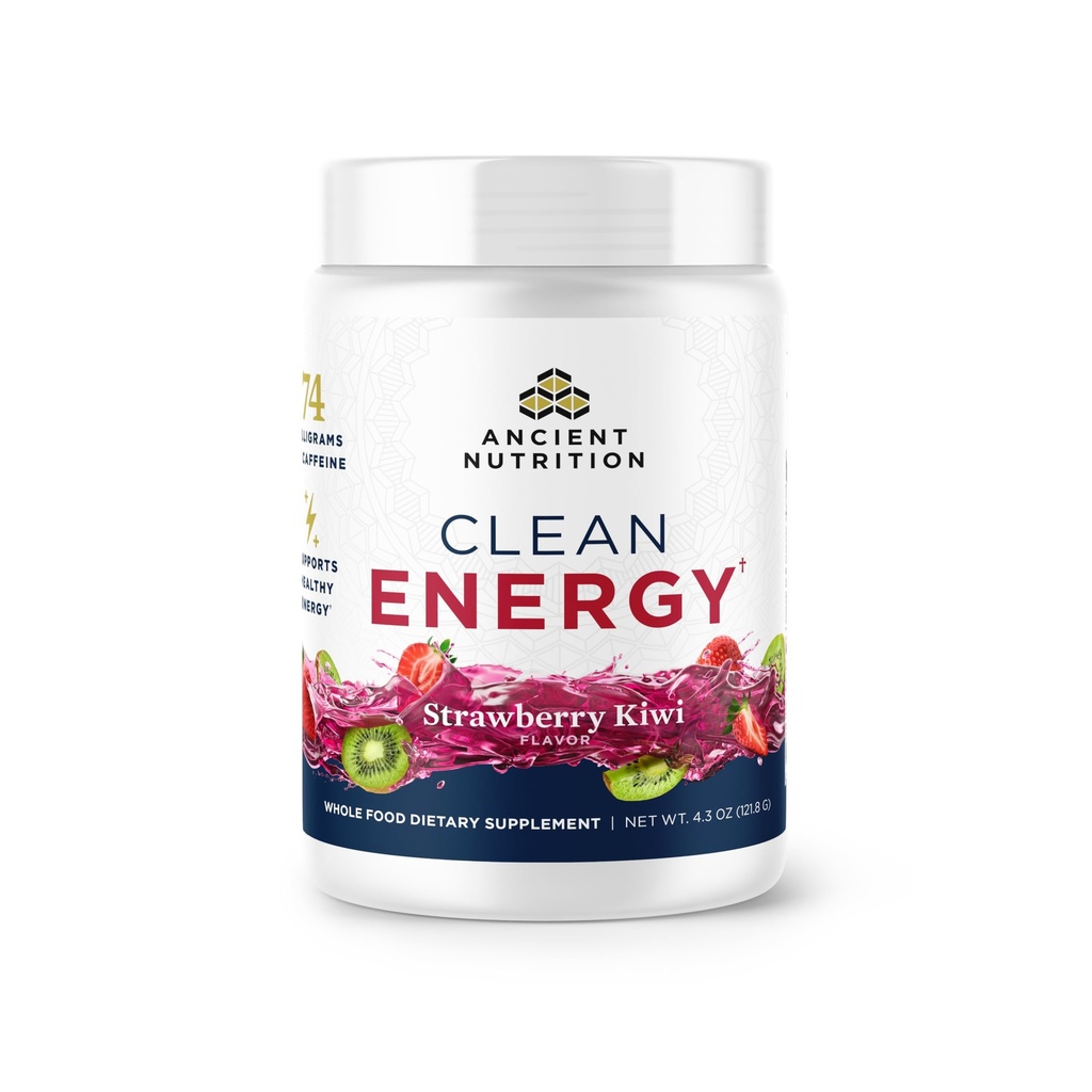 Nutriție antică Pudră de energie curată, căpșuni Kiwi, susține energie sănătoasă și sănătate cognitivă, promovează alertă mintală și focalizare, 30 Serviri