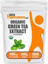 BulkSupplements.com Pudră de extract de ceai verde organic - Pudră de ceai verde organic, Supliment polifenoli - Vegan & Gluten gratuit, 500 mg pe servire, 500g (1.1 lbs) (Pachet de 1)