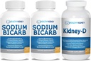 Bicarbonat de sodiu 650 mg Capsule pentru Relief Acid, Alcalinitate 120 Pastile 2- Pachet + Rinichi- D Supliment renal. Vitamina D optimizată pentru suport renal.