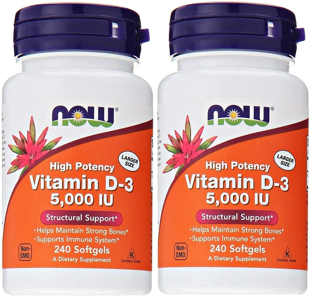 Acum alimente Vitamina D3 5000 UI, 240 softgels (Pachet de 2)