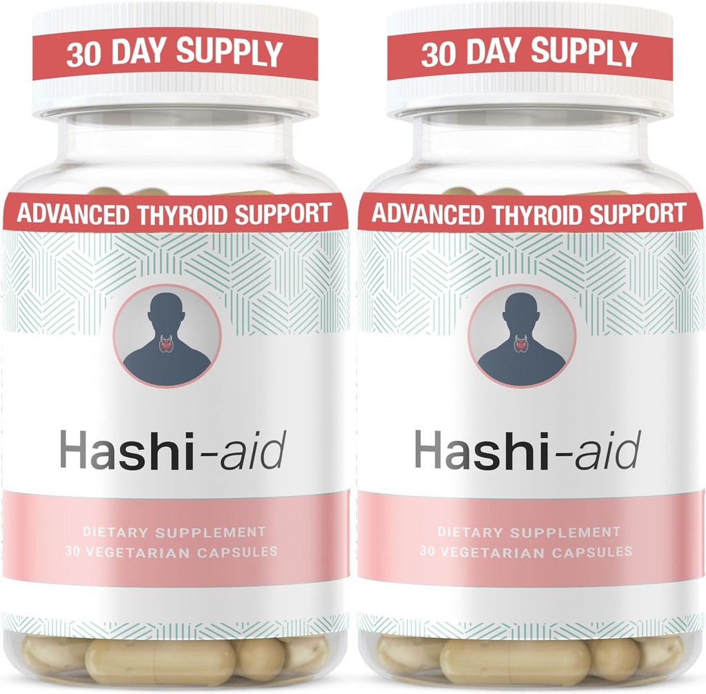 IBDassistTM Hashi Ajuta Asistenţă tiroidiană pentru femei şi bărbaţi - Supliment tiroidian pentru boala Hashimoto şi hipotiroidism* - cu Ashwagandha, Seleniu, Zinc, Vitamine esenţiale & More - 30 Capsule (2 ambalaj)
