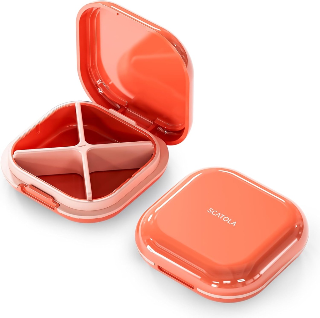 Caz de pastila mici, Travel Pill Box, Portable Pill Organizator, Pilula Container pentru buzunar 4 Compartimente, Daily Compact Travel Medicine Holder for Vitamins Medicine (Pink)