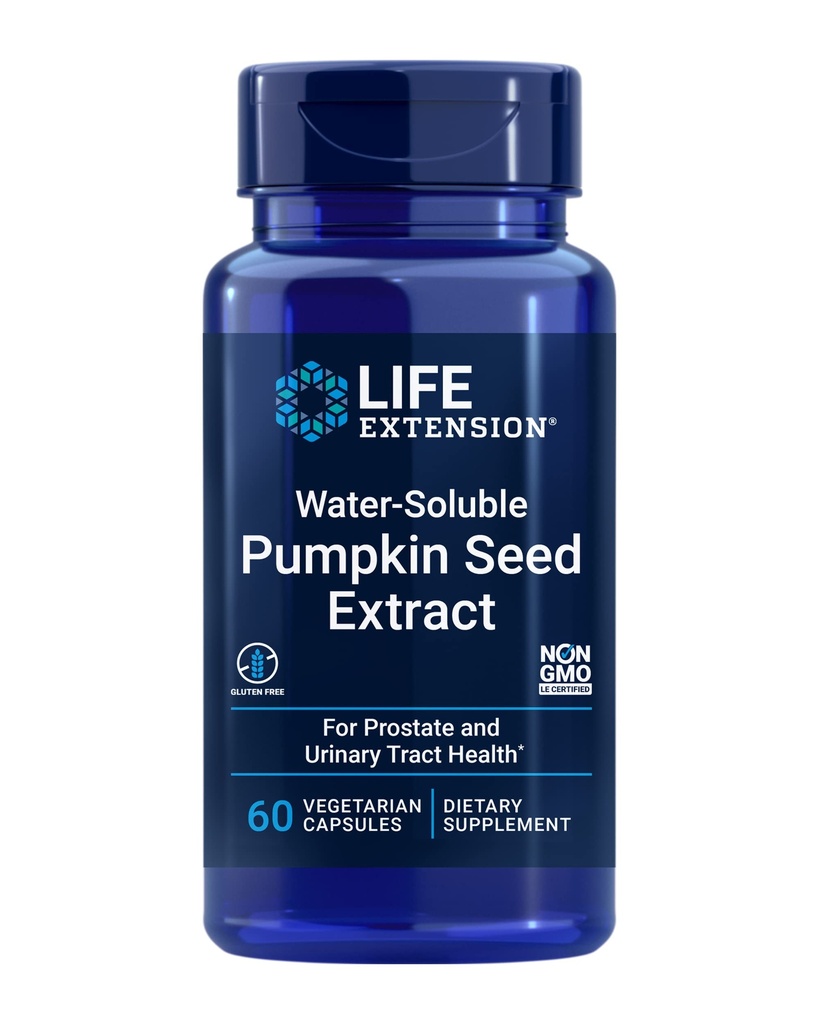 Extensie de viaţă Extract de apă-soluble de dovleac, promovează Prostate & tractului urinar Sănătate, Bladder Health Support, Bărbaţi, Femei, Gluten-Free, non-GMO, Vegetarian, 60 capsule