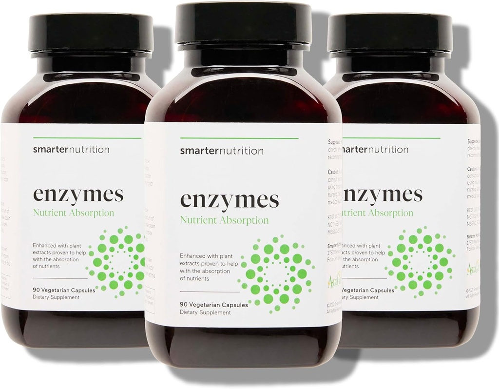 Smarter Nutrition Vegan Digestive Enzymes - Digestion Bloating & Gut Health Support with 16 Multi Enzymes for Nutrient Absorption & Meal Time Comfort for Both Men & Women - 270 Count[90-Day Supply]