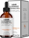 Codaj Elderberry Vitamine Pro - Organic Black Elderberry Picături lichide - Vitamina C, D3, Zinc, Negru Currant - 2 Month Supply - Negru Sambucus lichid - Supliment pentru adulți și copii - 4 fl oz