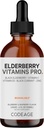 Codaj Elderberry Vitamine Pro - Organic Black Elderberry Picături lichide - Vitamina C, D3, Zinc, Negru Currant - 2 Month Supply - Negru Sambucus lichid - Supliment pentru adulți și copii - 4 fl oz